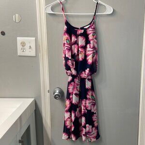 Peach Royal Floral Open Back Dress